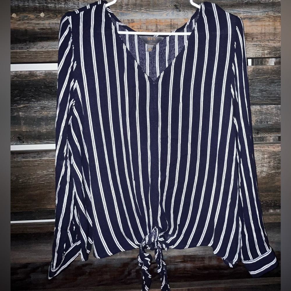 Navy Striped Women's Blouse